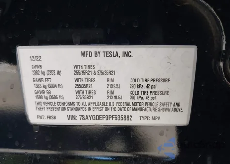 2023 Tesla Model Y Performance Dual Motor All-Wheel Drive from USA, damaged, VIN 7SAYGDEF9PF635882